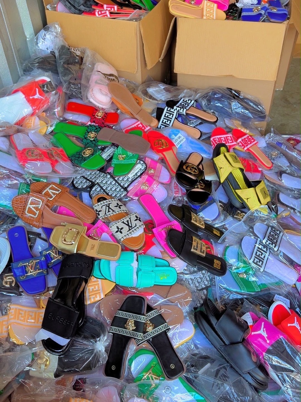 Mixed Colorful Slide Sandals - Assorted Bright Colors box of 50 pairs